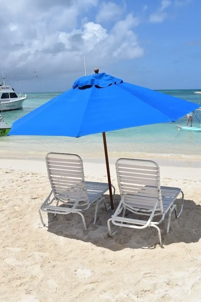 Palapa Aruba beach umbrella set on the beach